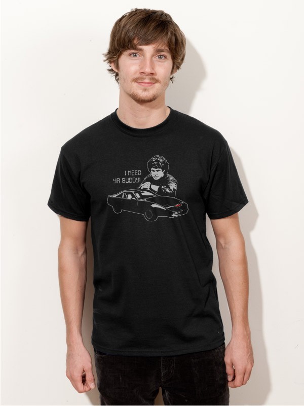 T-Shirt David Hasselhoff Knight Rider Serienshirt schwarz E55