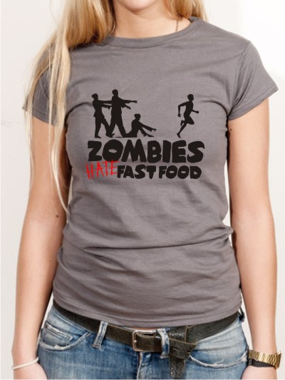 Halloween T-Shirt Zombies hates Fast Food Damen Shirt H19
