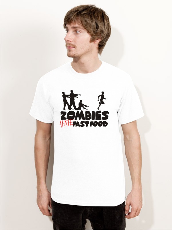 Halloween T-Shirt Zombies Hate Fast Food Herren Shirt H19