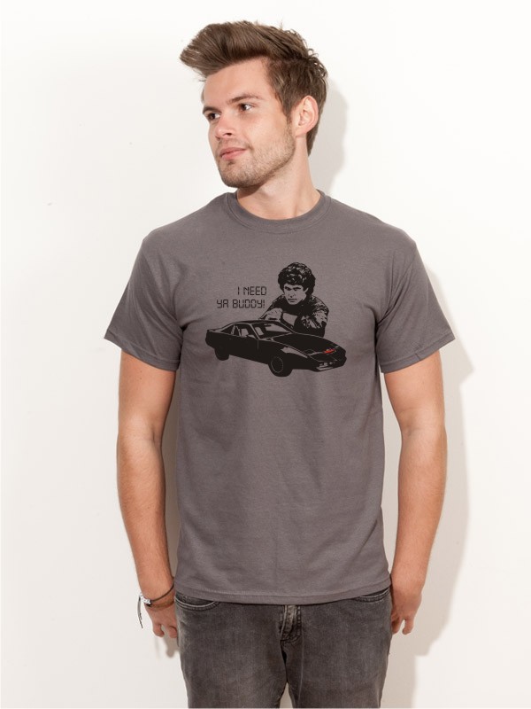 T-Shirt David Hasselhoff Knight Rider Serienshirt charcoal E54