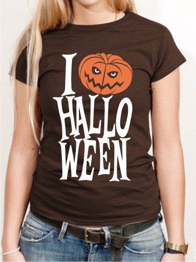 Halloween T-Shirt I Love Halloween Damen Shirt H2