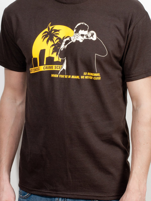 T-Shirt CSI Miami Horatio Cane Serien Shirt braun E26