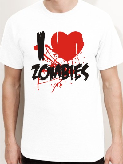 Halloween T-Shirt I Love Zombies Herren Shirt H1