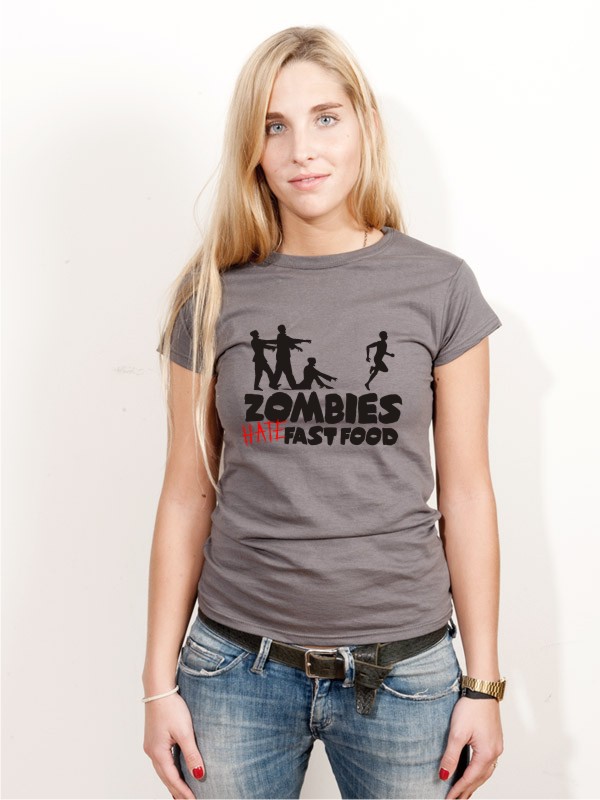 Halloween T-Shirt Zombies hates Fast Food Damen Shirt H19