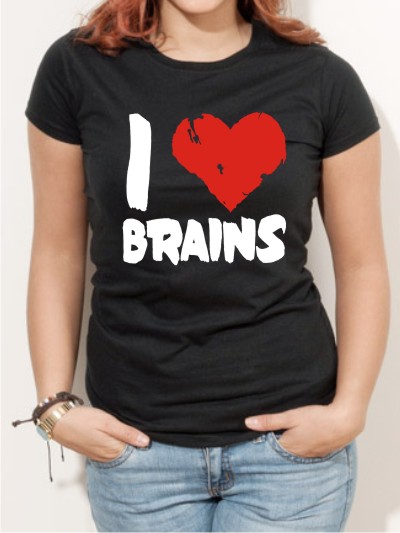 Halloween T-Shirt I Love Brains Damen Shirt H20