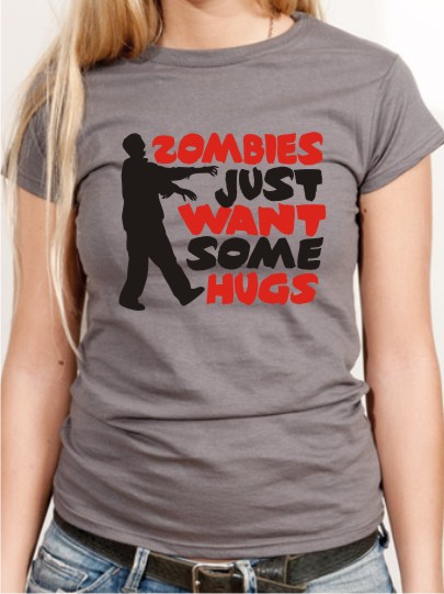 Halloween T-Shirt Zombie Hugs Damen Shirt H21