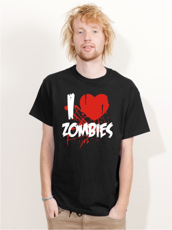 Halloween T-Shirt I Love Zombies Herren Shirt H1