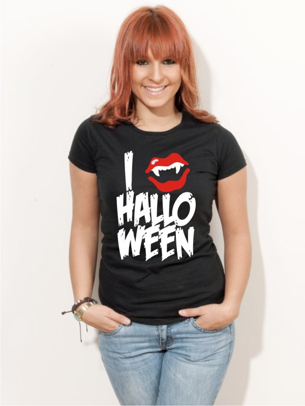 Halloween T-Shirt I Love Vampire Damen Shirt H5
