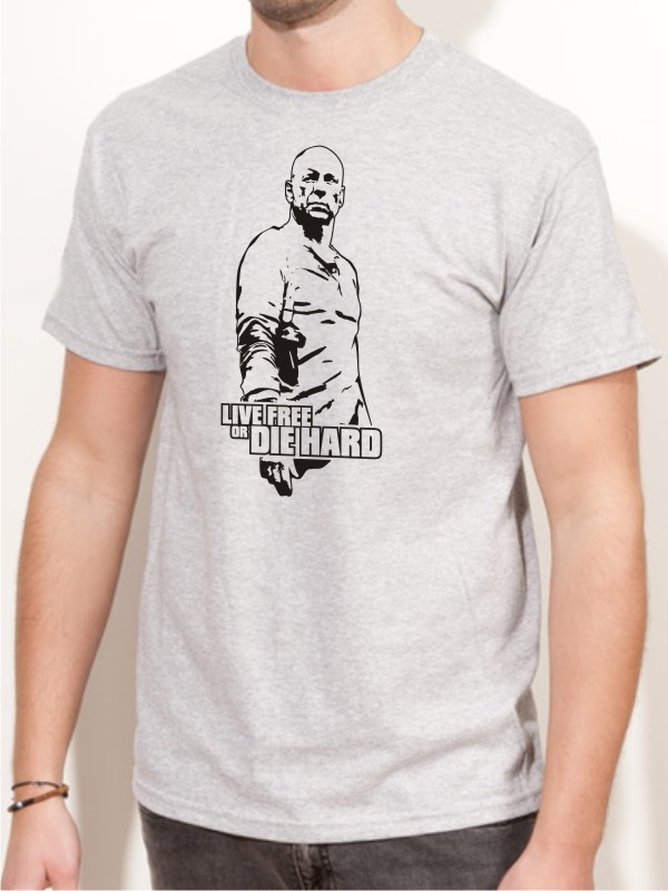 T-Shirt Stirb Langsam Bruce Willis Film Shirt grau E27