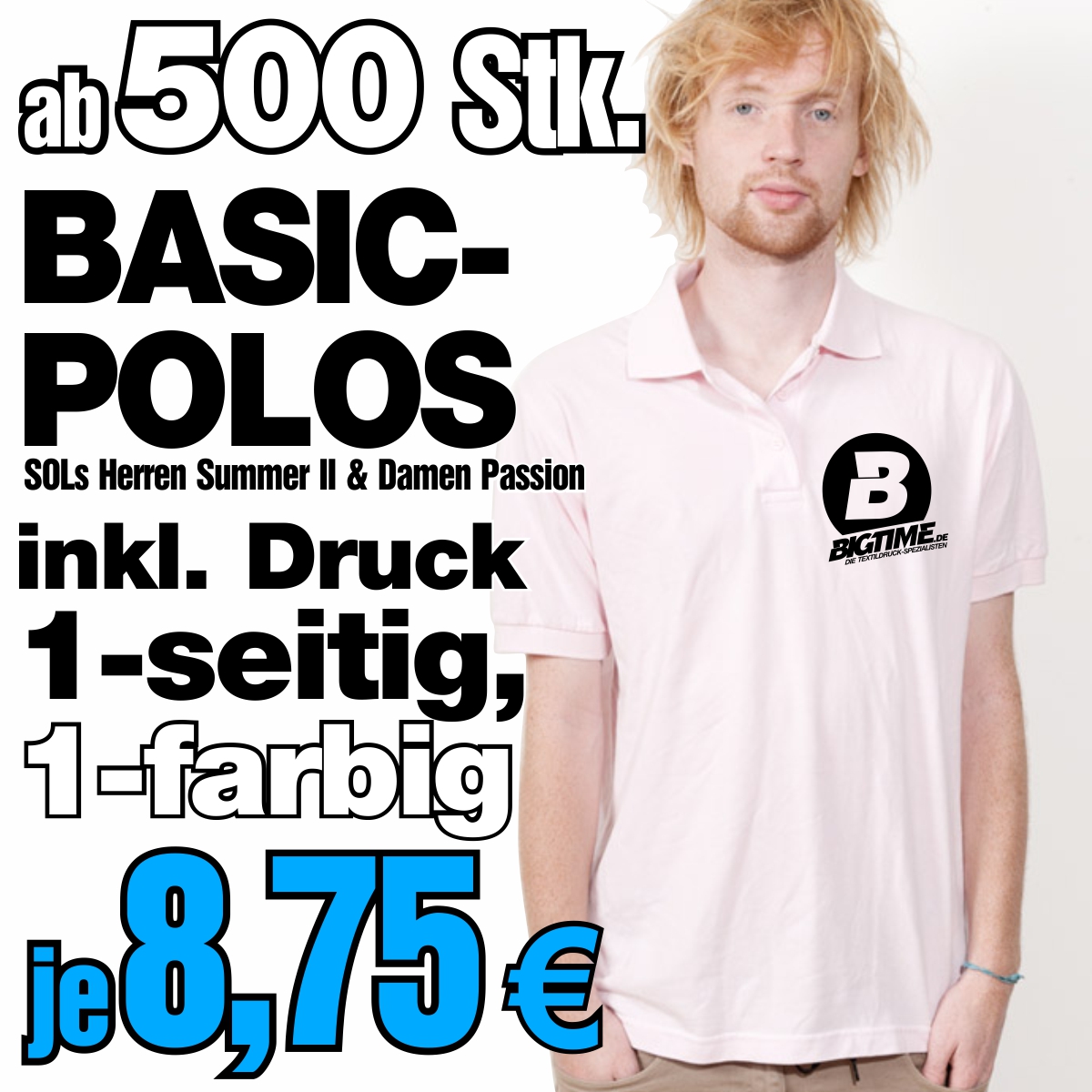SOLs Poloshirts inkl. 1-farbig, 1-seitigen Druck, ab 500 Stk.