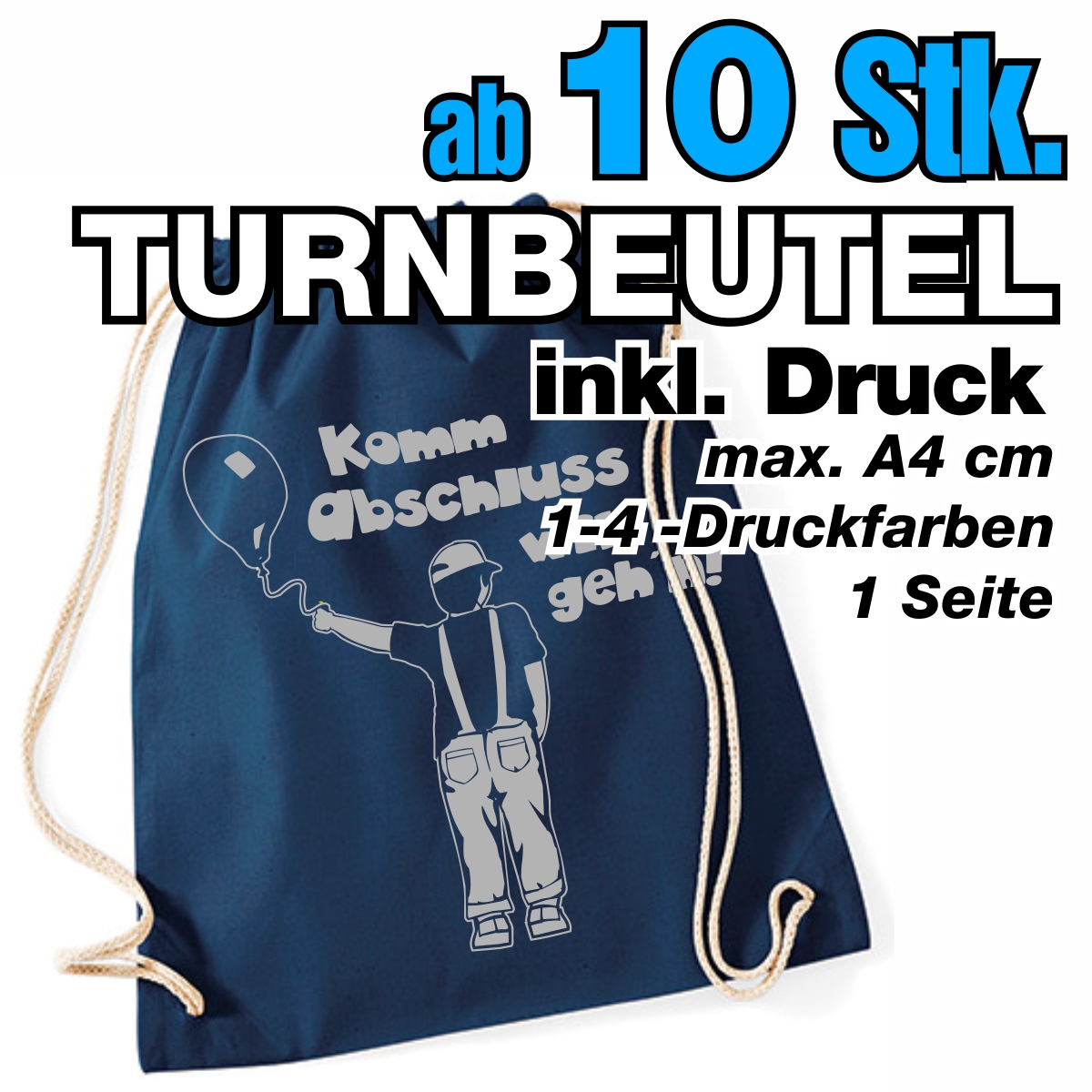 Baumwoll-Rucksack, farbig - inkl. Bedruckung; ab 10 Stk.