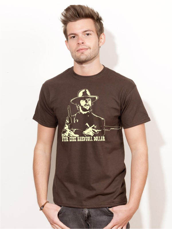 T-Shirt Clint Eastwood Western Shirt braun E137