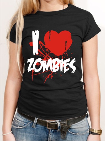 Halloween T-Shirt I Love Zombies Damen Shirt H1