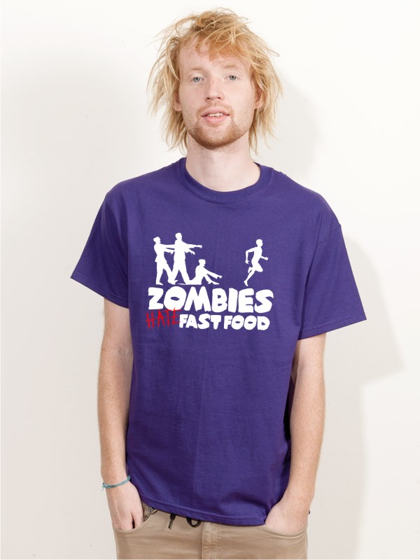 Halloween T-Shirt Zombies Hate Fast Food Herren Shirt H19