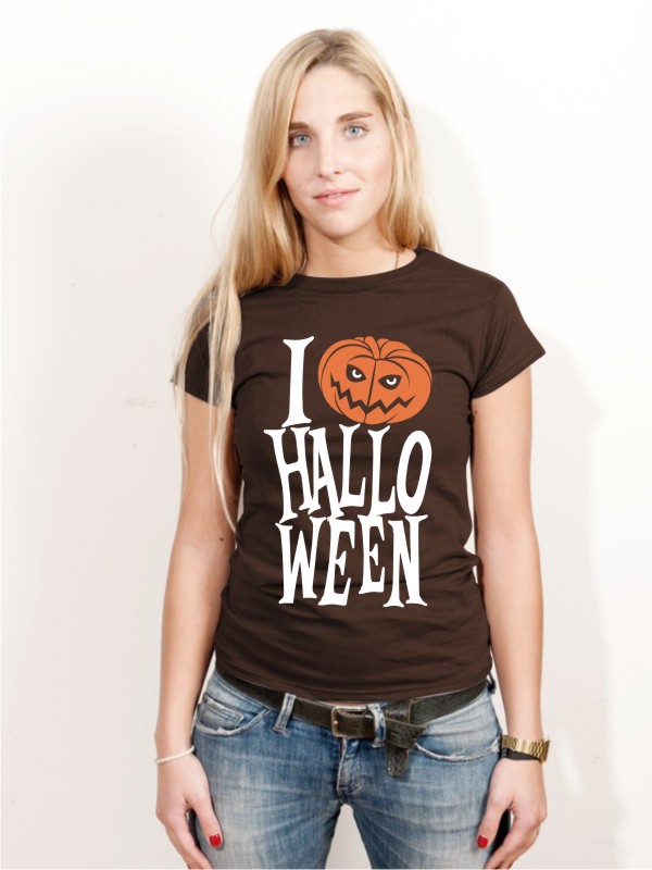 Halloween T-Shirt I Love Halloween Damen Shirt H2